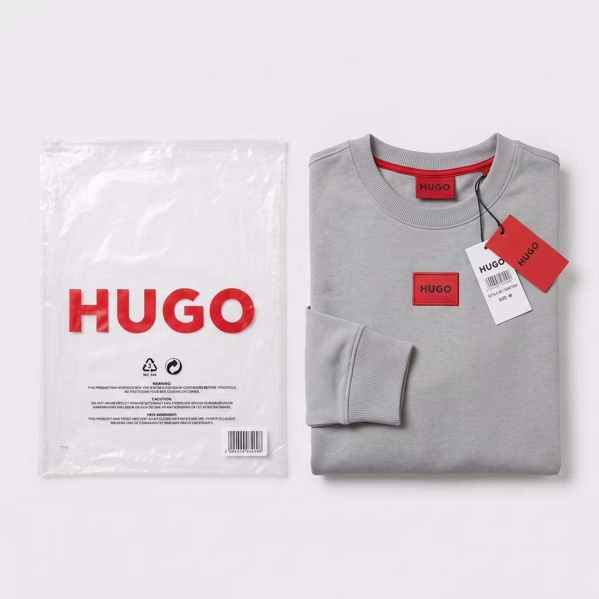 HUGO Diragol Red Patch Crewneck Sweatshirt Grey | UK Checked