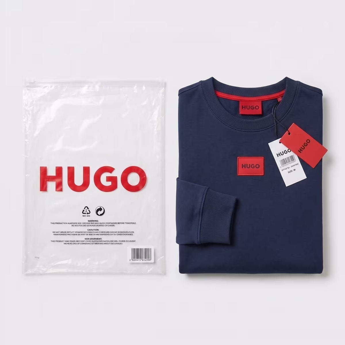HUGO Diragol Red Patch Crewneck Sweatshirt Navy | UK Checked