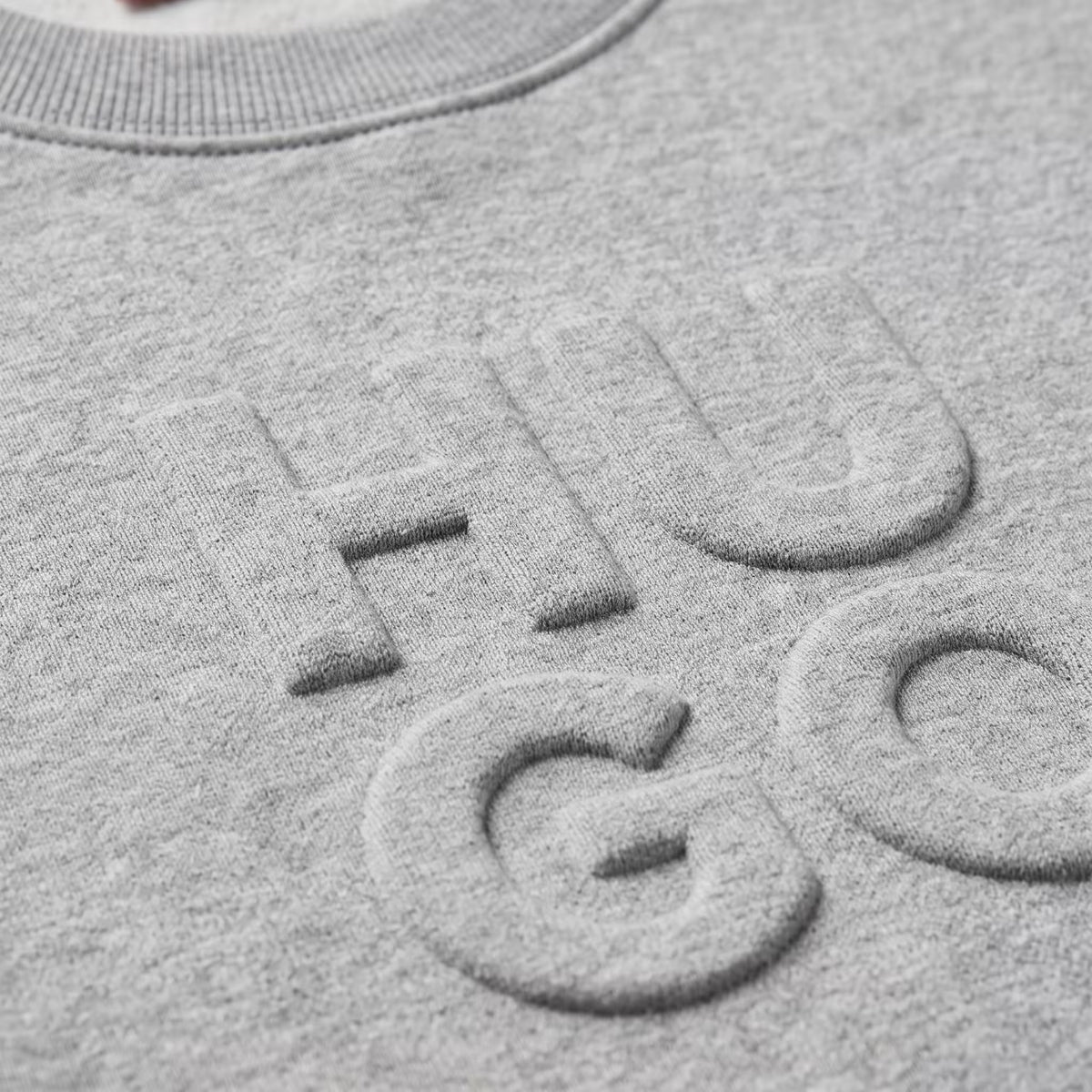 HUGO Embossed Logo Pullover Sweatshirt Grey | UK Checked