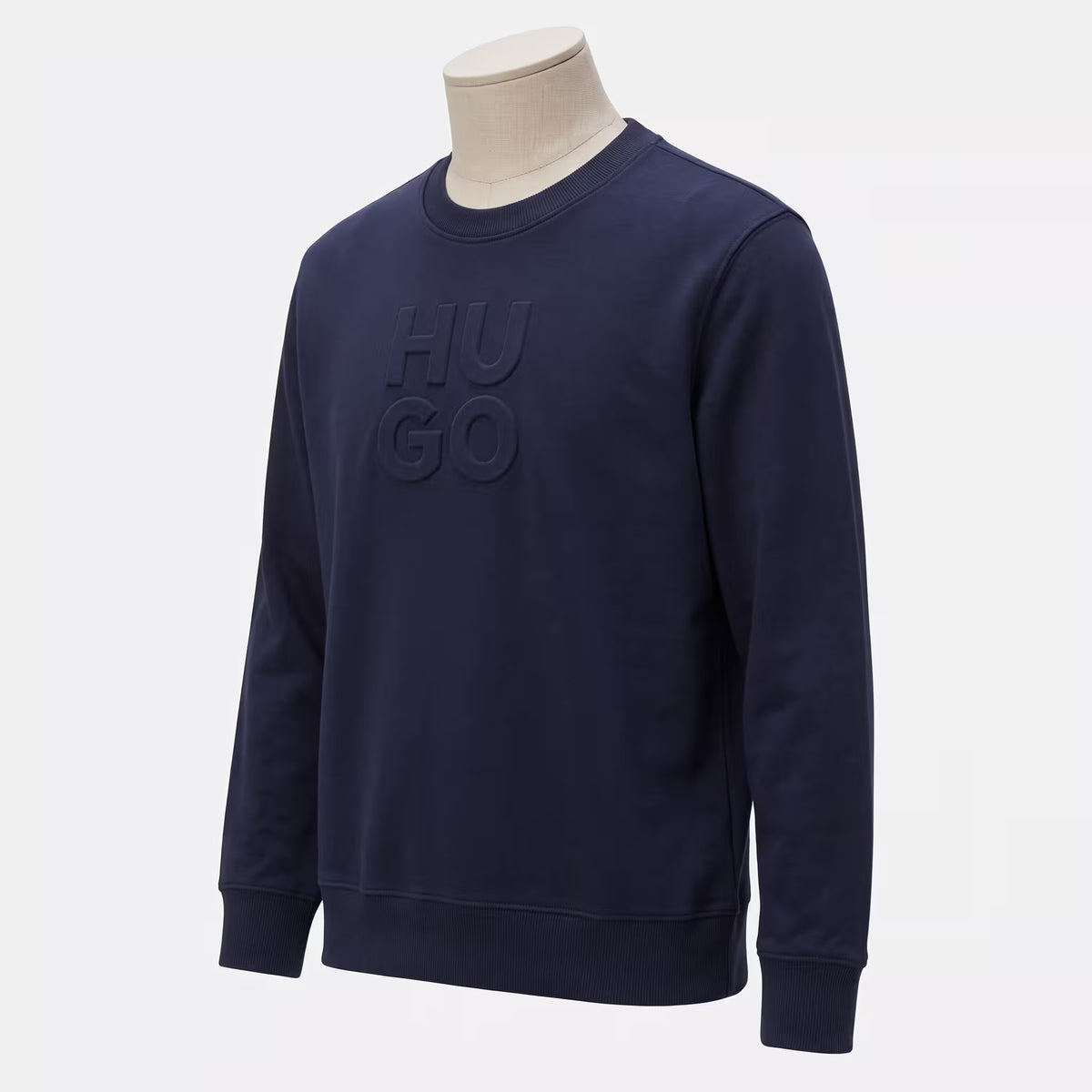 HUGO Embossed Logo Pullover Sweatshirt Navy | UK Checked