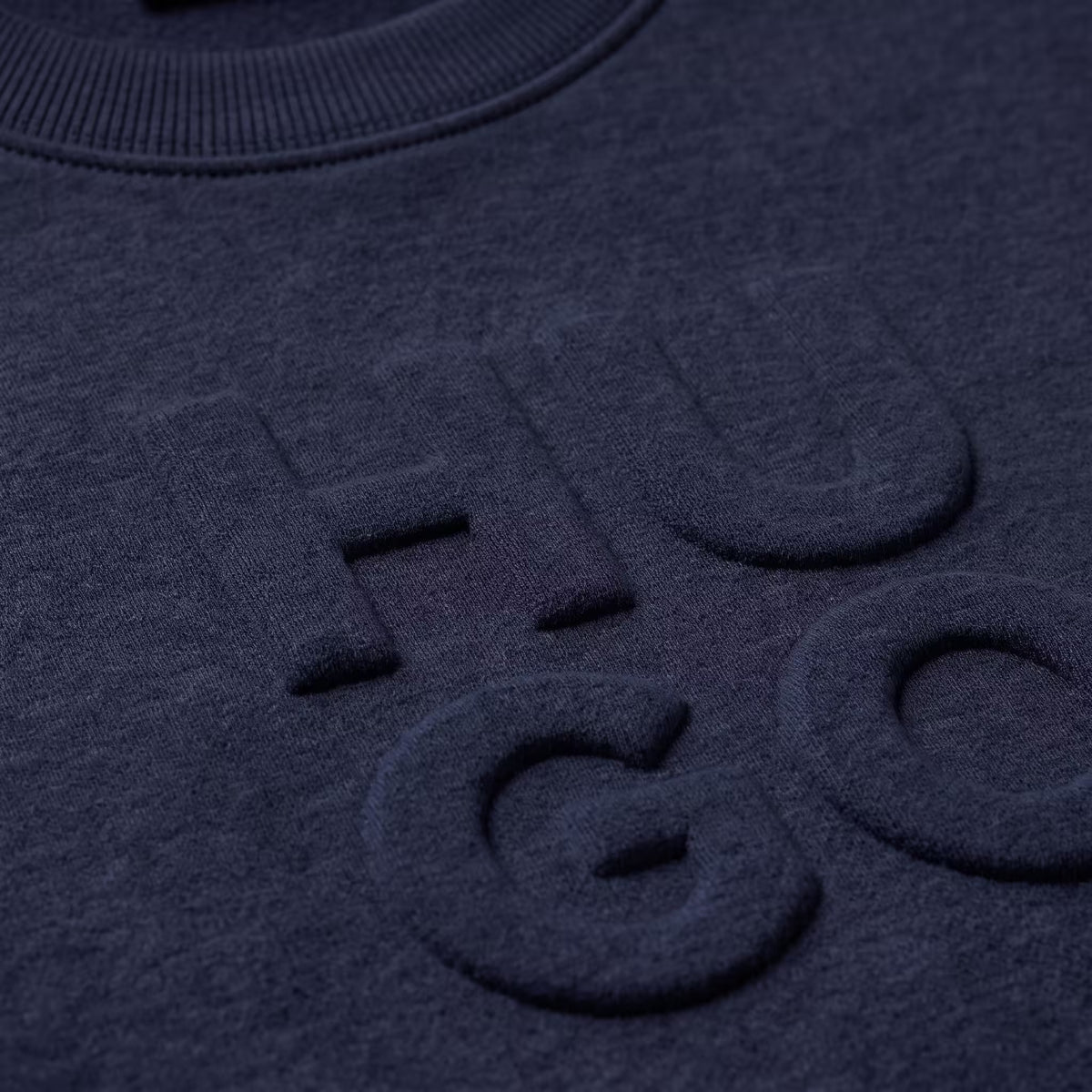HUGO Embossed Logo Pullover Sweatshirt Navy | UK Checked