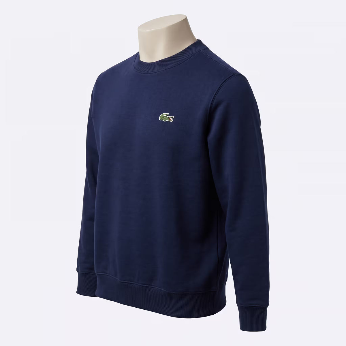 Lacoste Heren Fleece Sweater Ronde Hals Middernachtblauw Klassieke Pasvorm