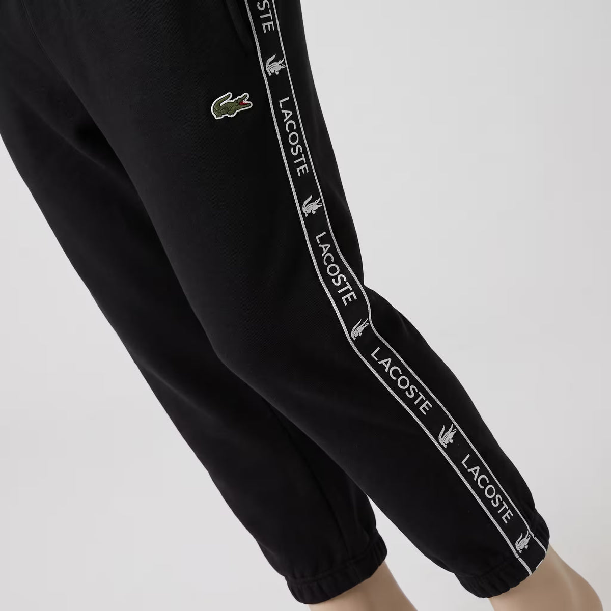 Lacoste Logo Stripe Tapered Sweatpants Black