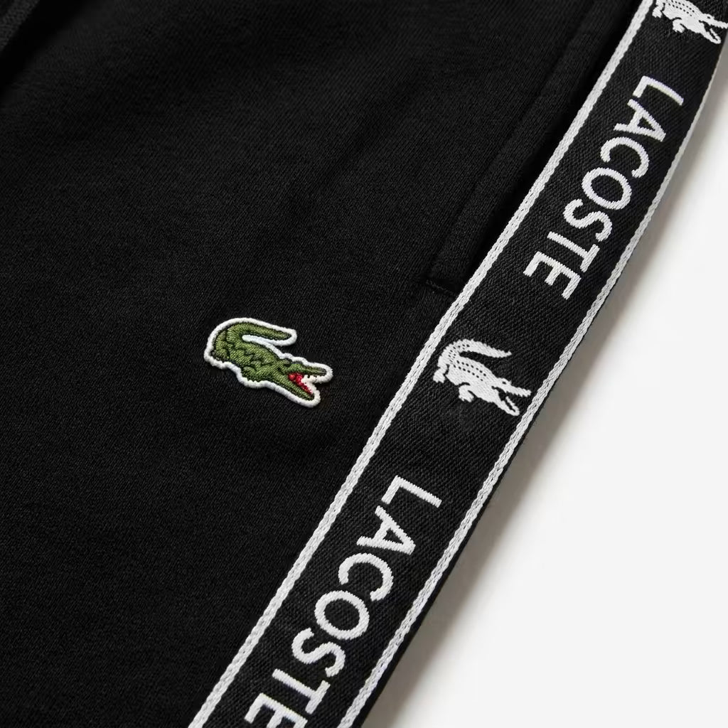 Lacoste Logo Stripe Tapered Sweatpants Black