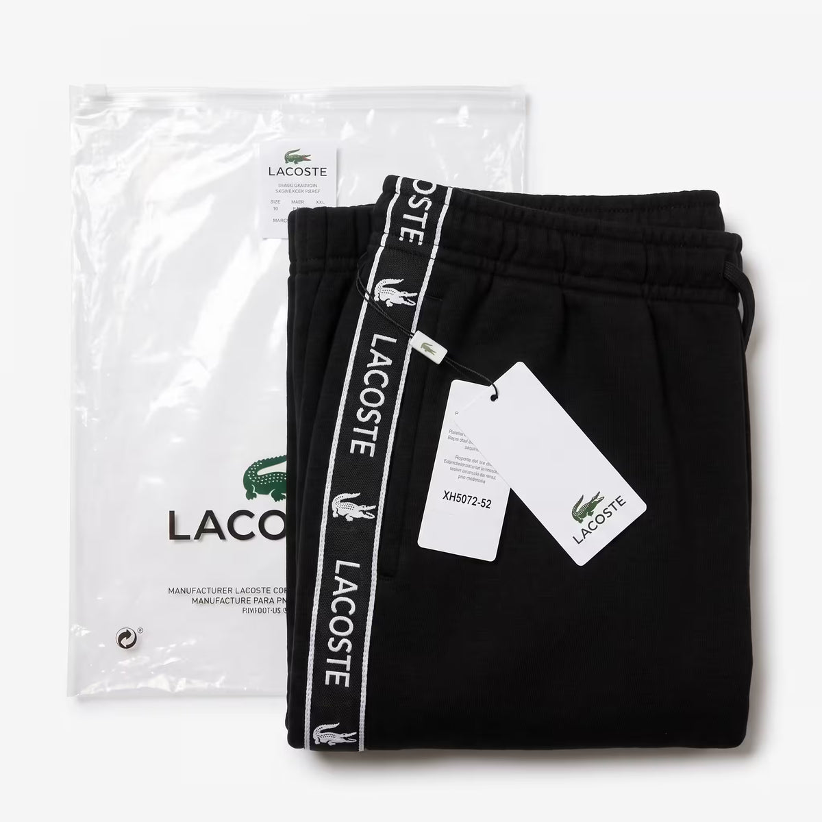 Lacoste Logo Stripe Tapered Sweatpants Black