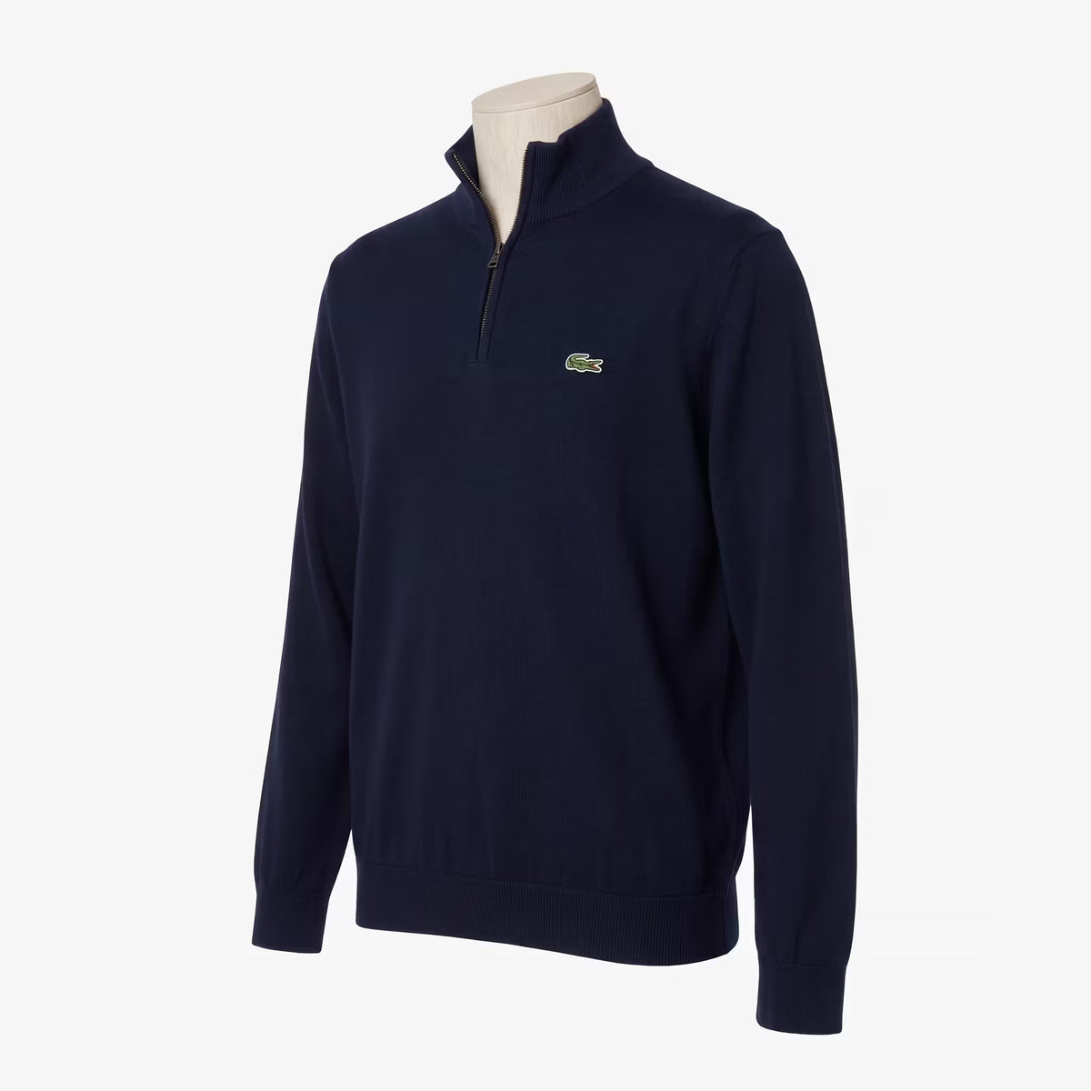 Lacoste Quarter-Zip High Neck Cotton Sweater Navy