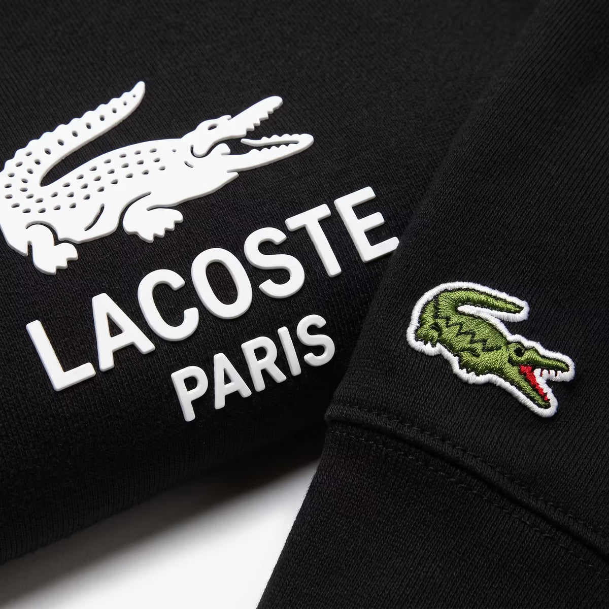 Lacoste Unisex Print Fleece Hoodie Black