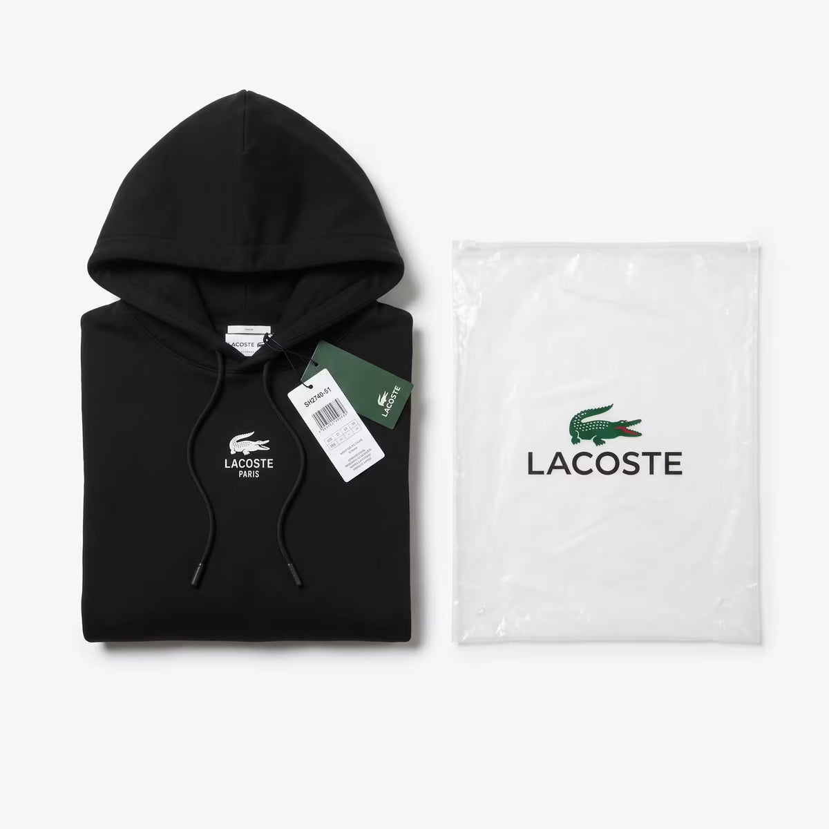 Lacoste Unisex Print Fleece Hoodie Black