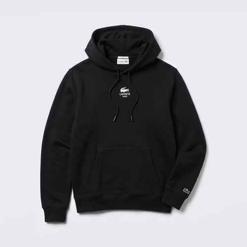 Moletom Lacoste Unissex com Capuz Print Fleece Preto
