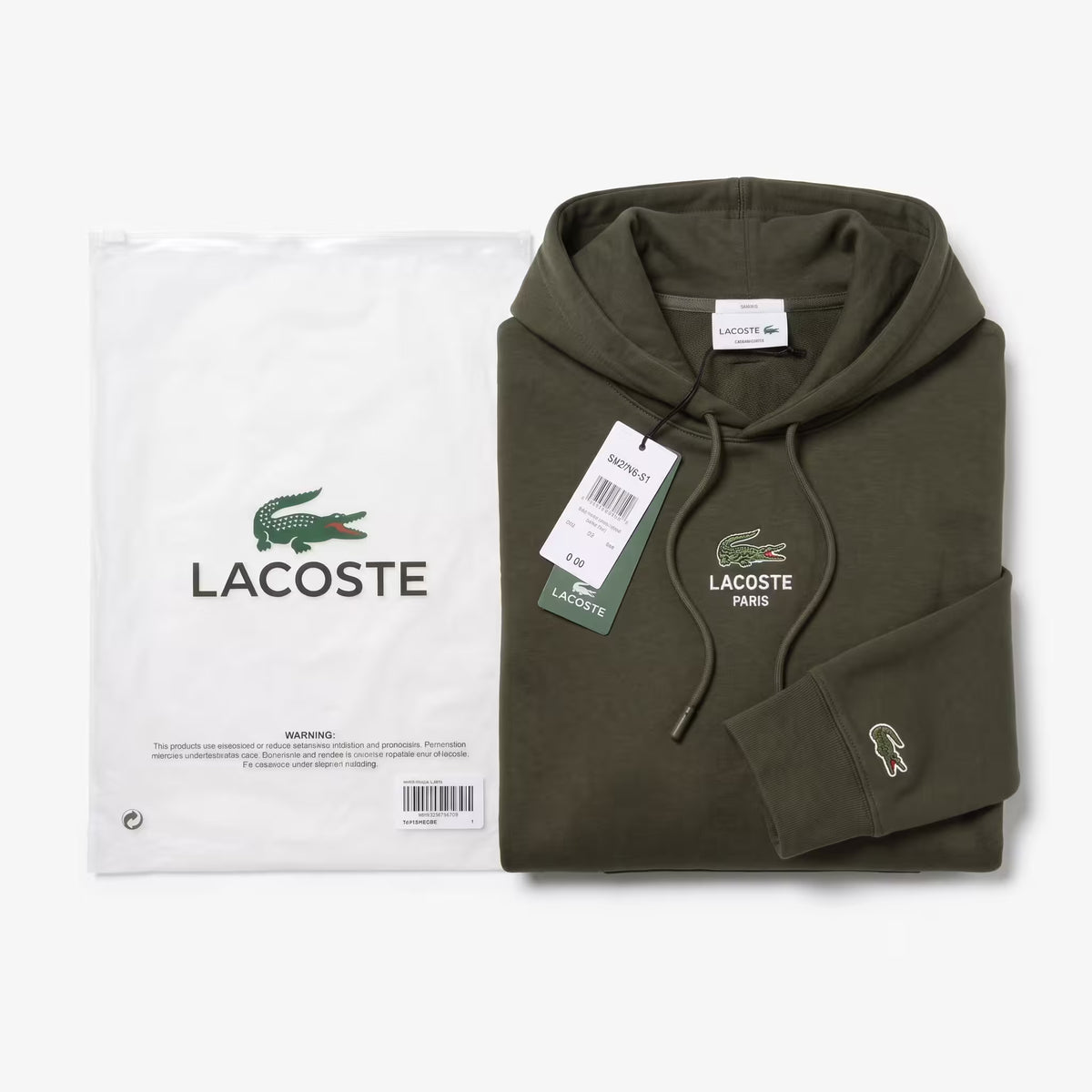 Lacoste Unisex Print Fleece Hoodie Green