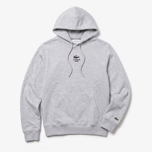 Moletom Lacoste Unissex com Capuz Print Fleece Cinza