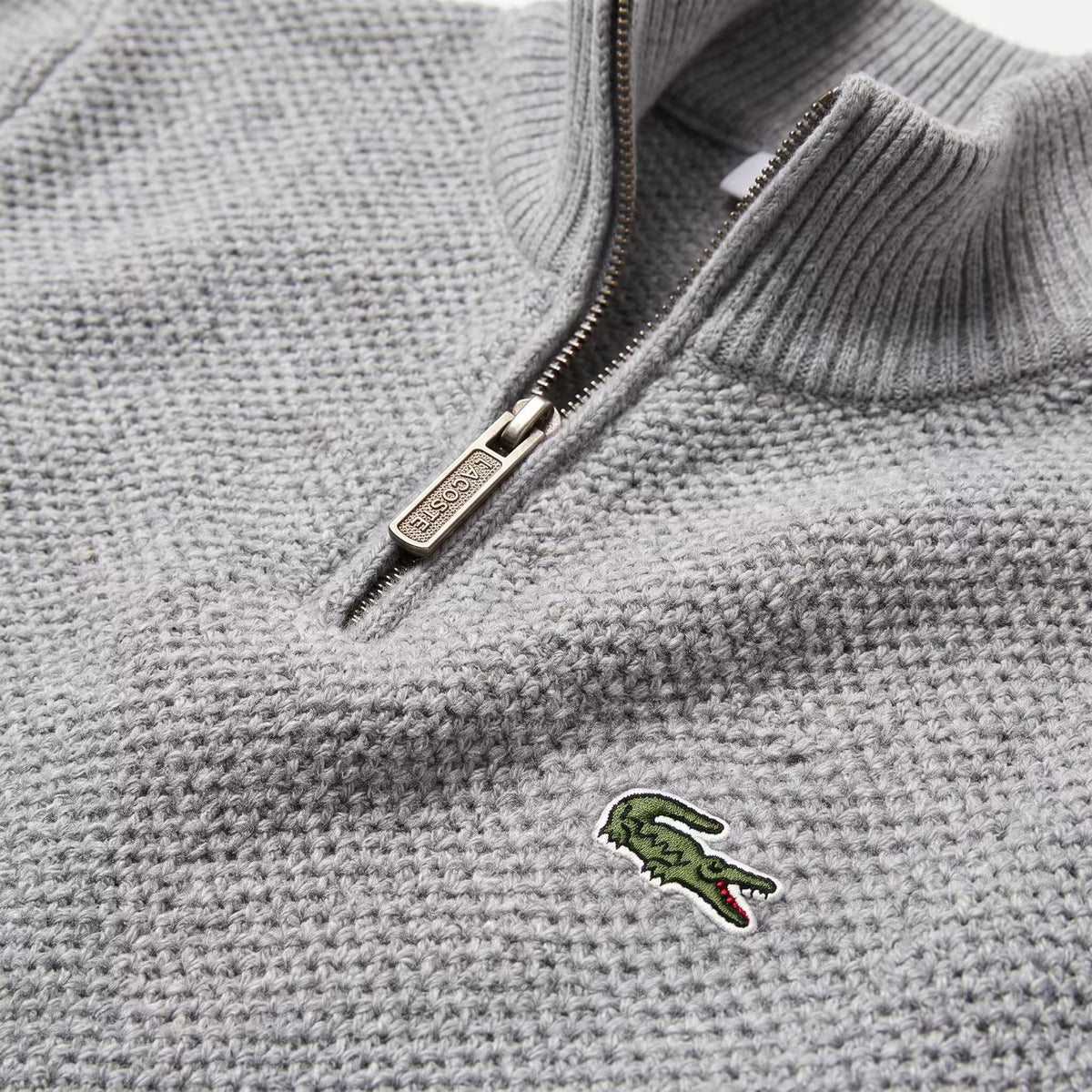 Lacoste Zip-Up High Neck Interlock Sweatshirt Light Heather Grey