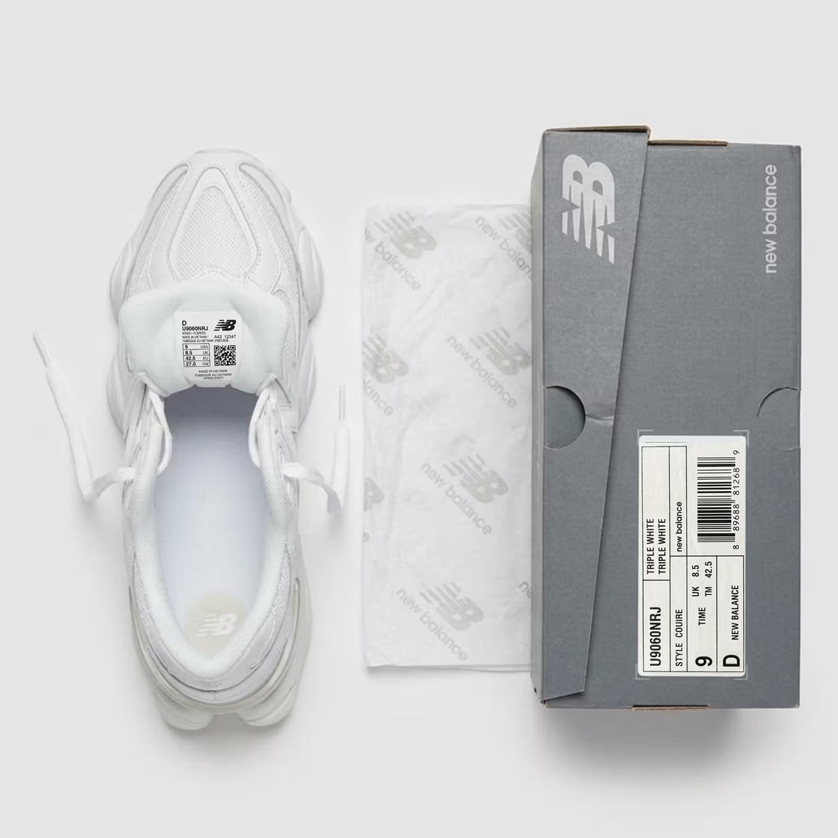 New Balance 9060 Triple White U9060NRJ Heren Sneakers Volledig Wit