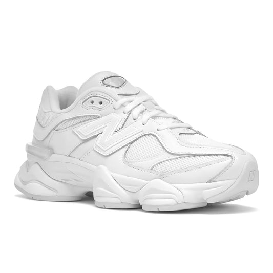 White New Balance NB060 On a sutdio background 3/4 front facing.