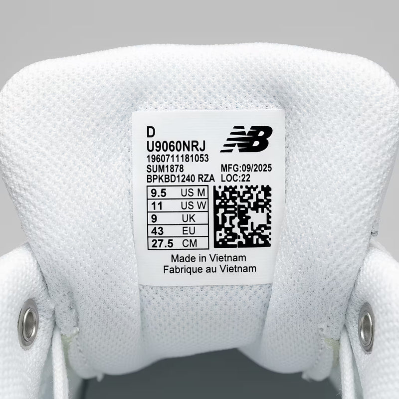 Verified New Balance 9060 Triple White U9060NRJ Heren Sneakers Volledig Wit inspection