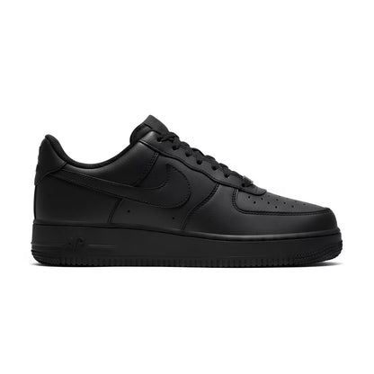 Nike Air Force 1 Black sneaker right shoe side profile on a white background