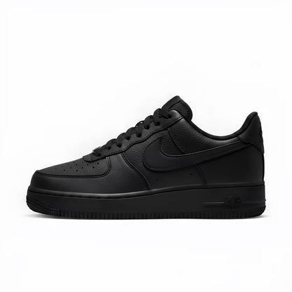Nike Air Force 1 Black sneaker side profile on a white background