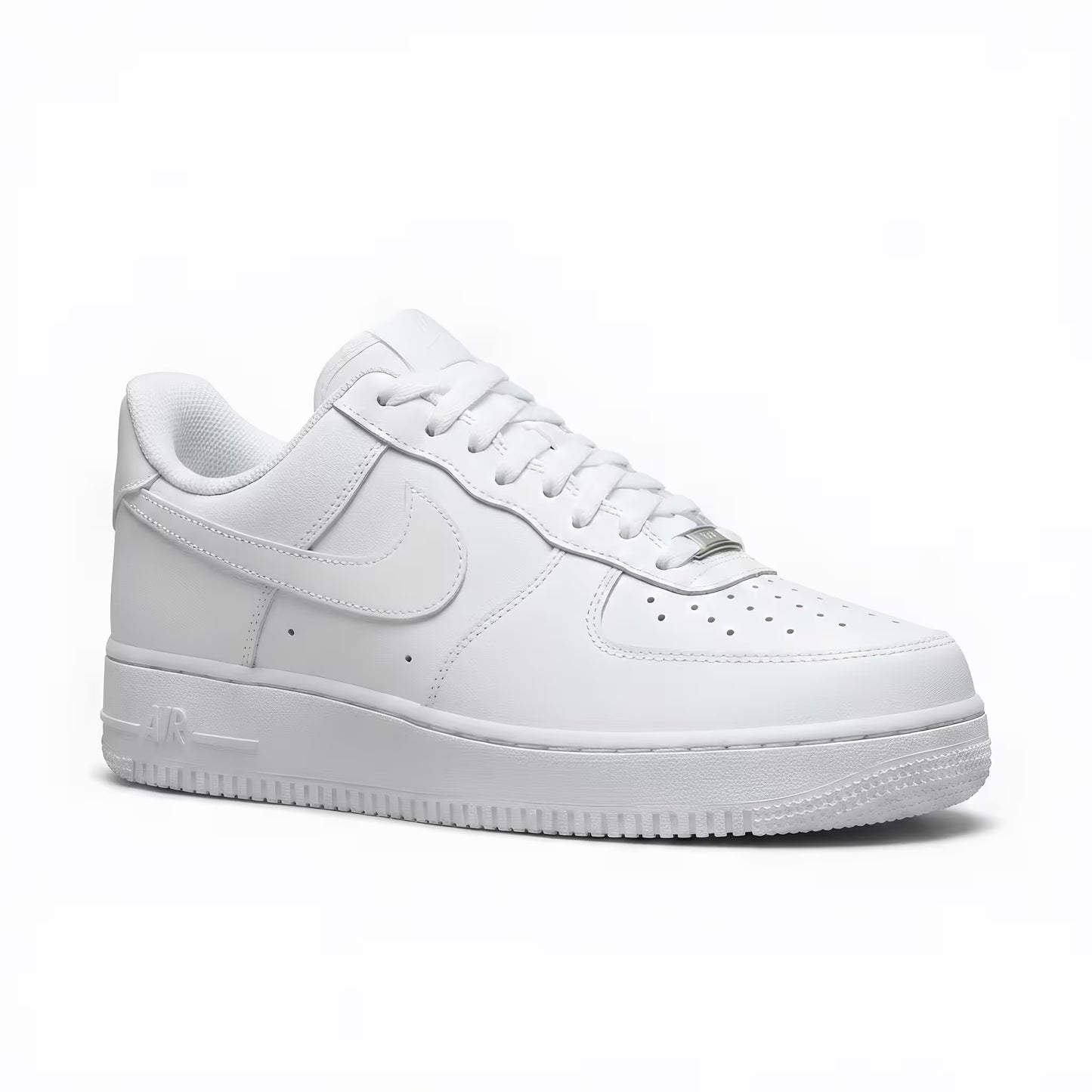 A single Nike Air Force 1 AF1 shoe in a 3/4 front facing position on a white background