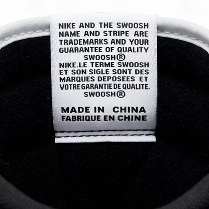 Nike label on a black background on the air jordan 1
