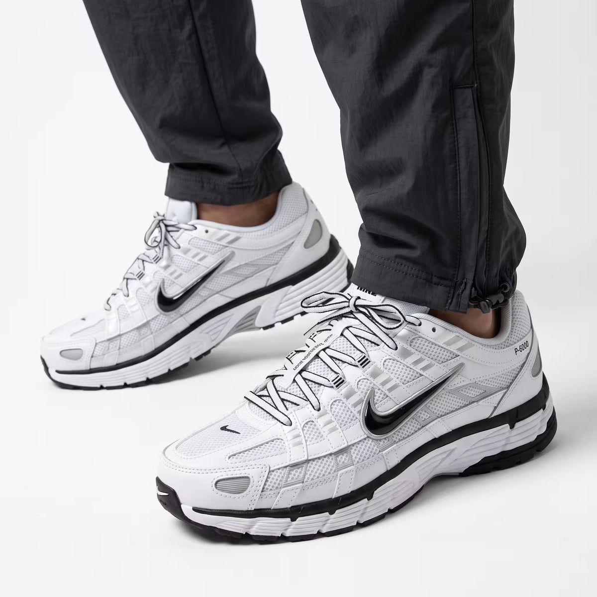 Nike P-6000 White Metallic Silver Black