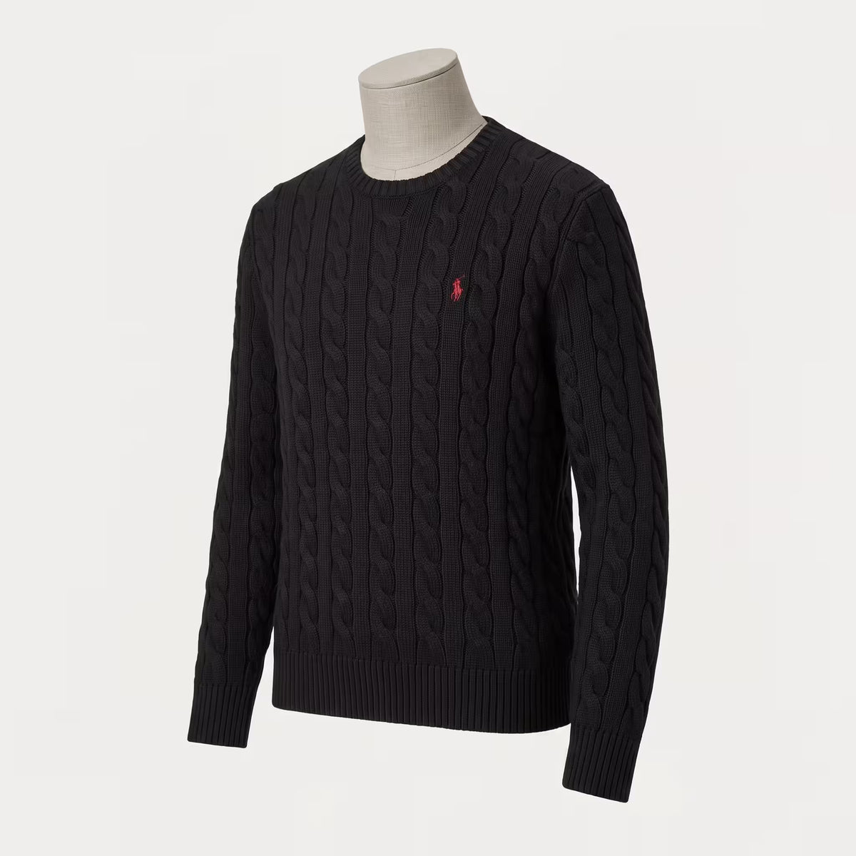 Polo Ralph Lauren Cable-Knit Cotton Crewneck Jumper Black