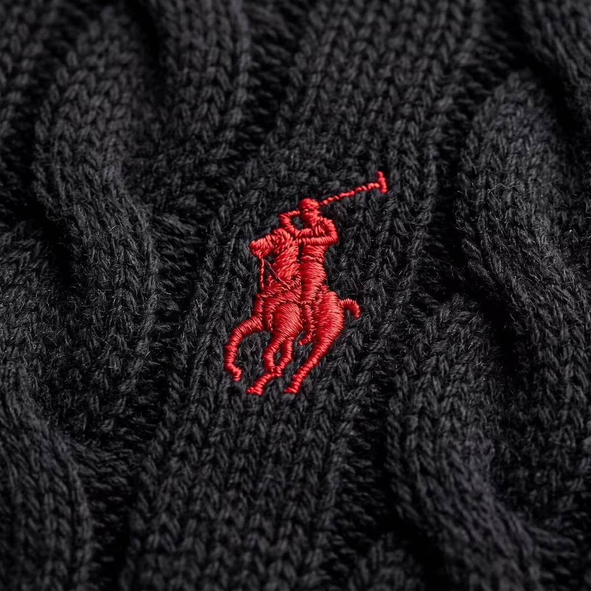 Polo Ralph Lauren Cable-Knit Cotton Crewneck Jumper Black