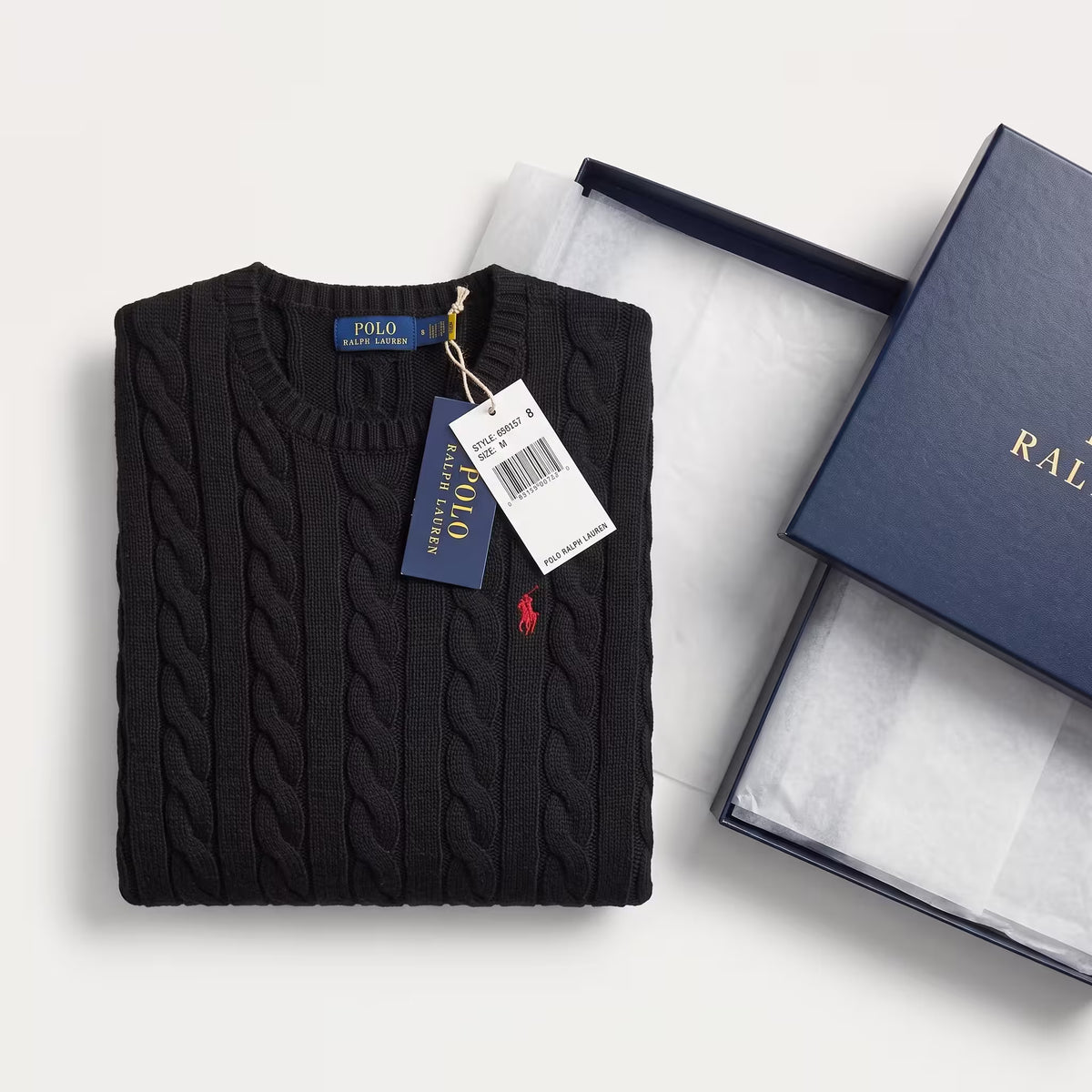 Polo Ralph Lauren Cable-Knit Cotton Crewneck Jumper Black