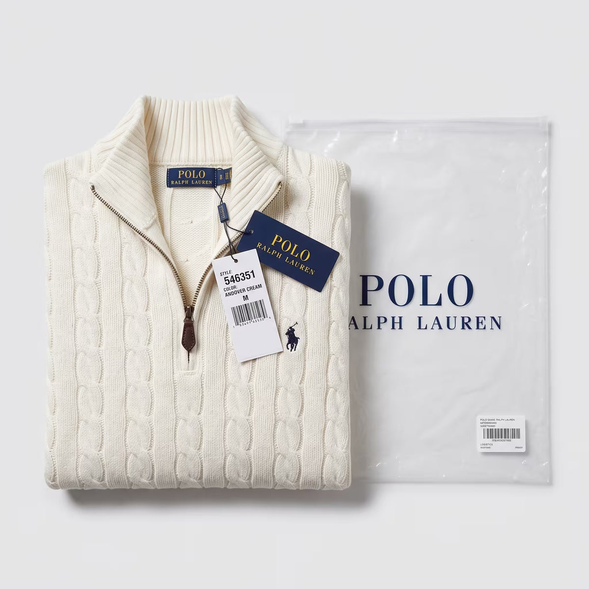 Polo Ralph Lauren Cable-Knit Cotton Quarter-Zip Jumper Andover Cream White