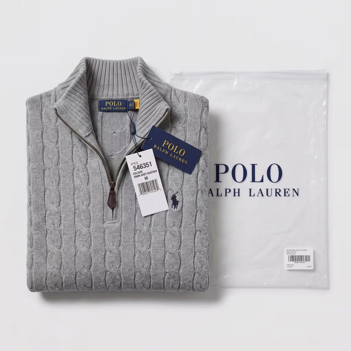 Polo Ralph Lauren Cable-Knit Cotton Quarter-Zip Jumper Fawn Grey Heather