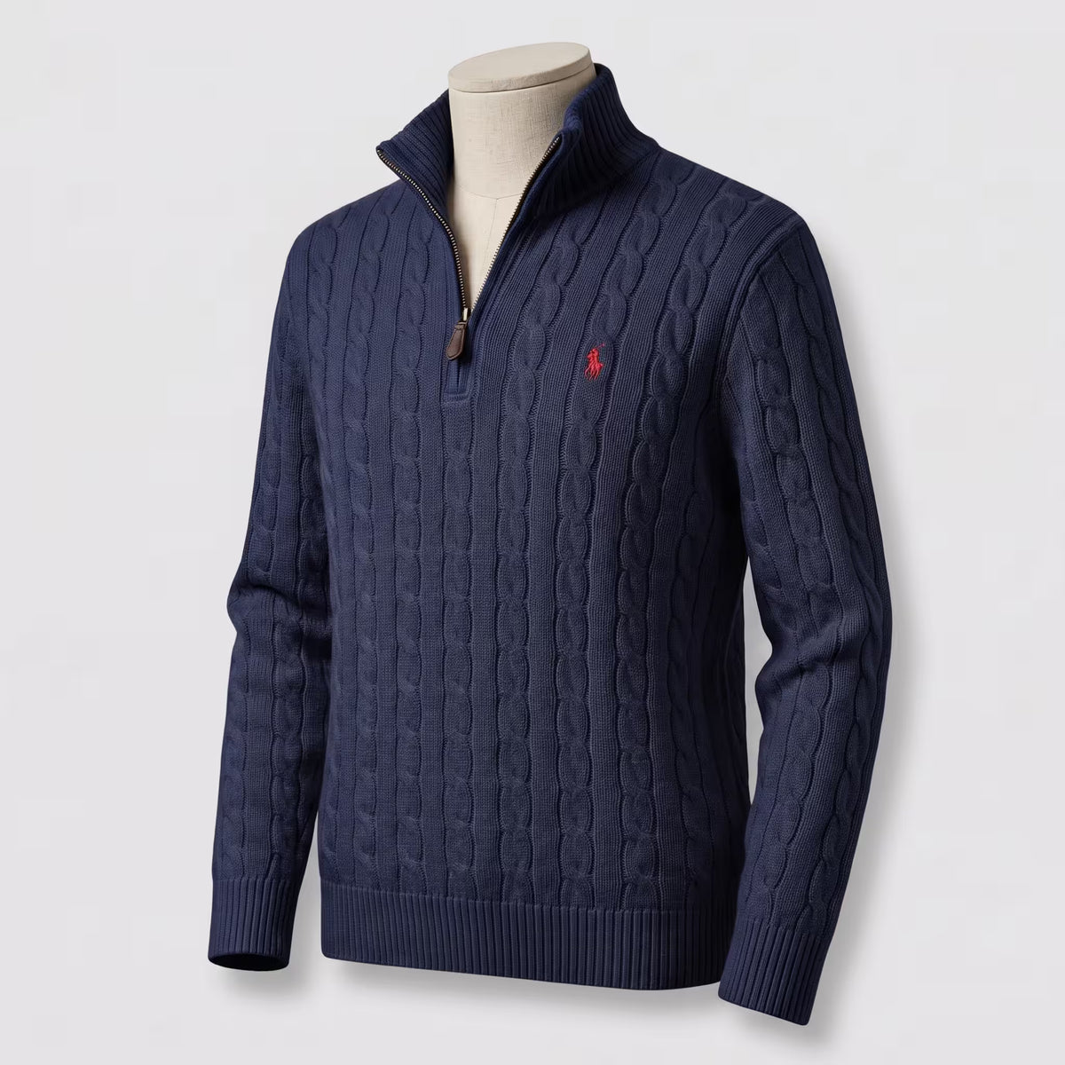 Polo Ralph Lauren Cable-Knit Cotton Quarter-Zip Jumper Hunter Navy