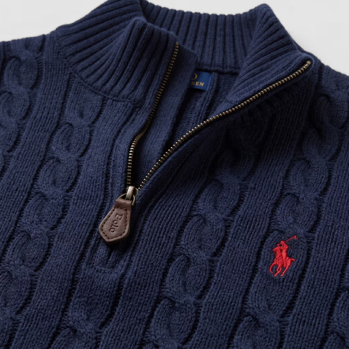 Polo Ralph Lauren Cable-Knit Cotton Quarter-Zip Jumper Hunter Navy
