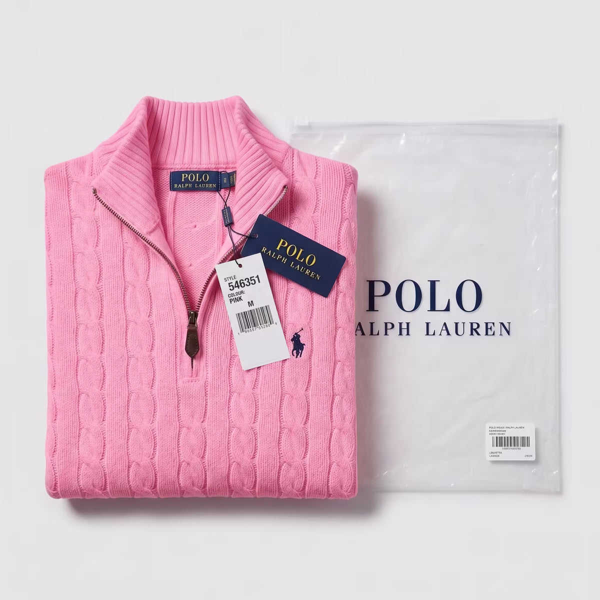 Polo Ralph Lauren Cable-Knit Cotton Quarter-Zip Jumper Pink