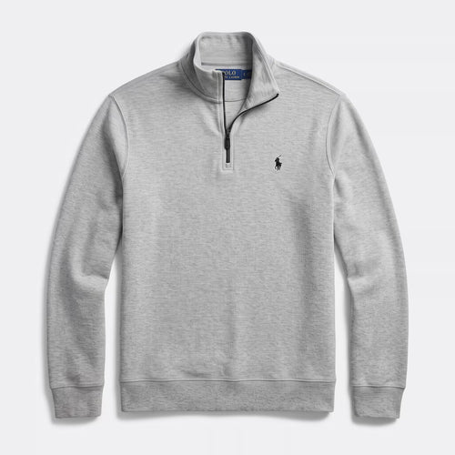 Suéter Polo Ralph Lauren Estate-Rib Meio Zíper Cinza Mescla Andover