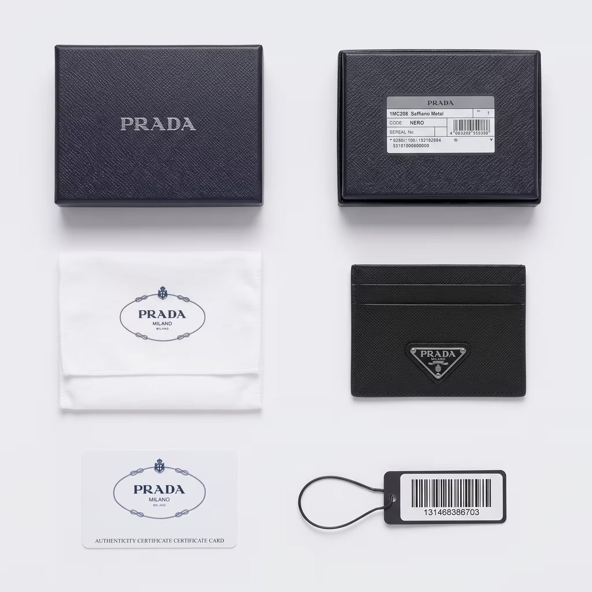 Porta-Cartões Prada em Couro Saffiano Preto