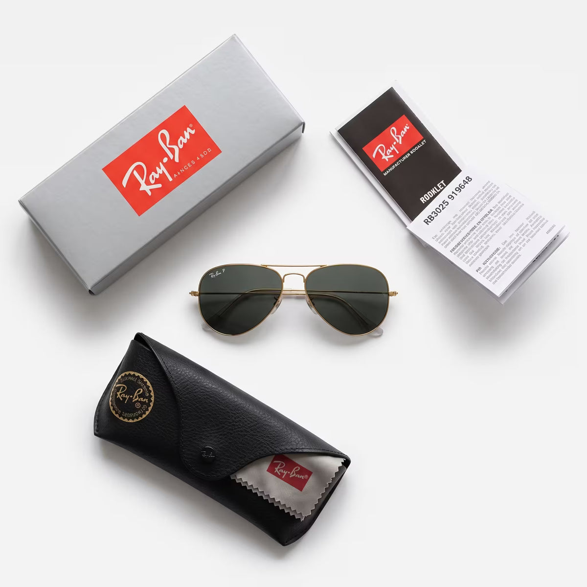 Lunettes de soleil Ray-Ban Aviator Classic Doré poli Noir polarisé