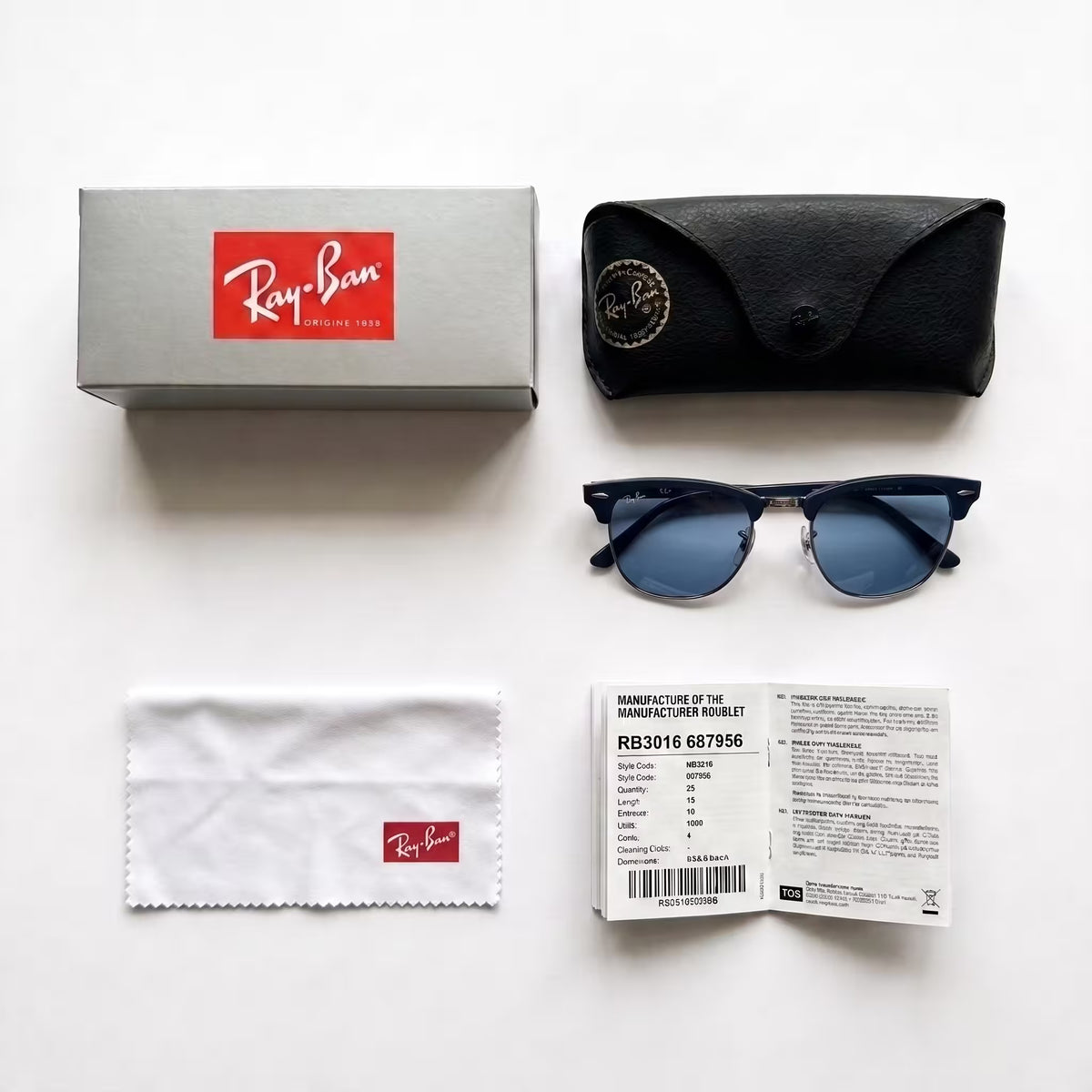 Lunettes de soleil Ray-Ban Clubmaster Classic Bleu mat Gunmetal Bleu