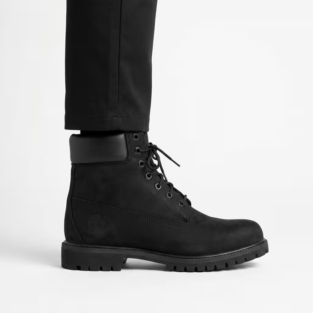 Verified Timberland Premium 6-Inch Boot Black TB110073001 structural scale and geometric on-foot dimension check.