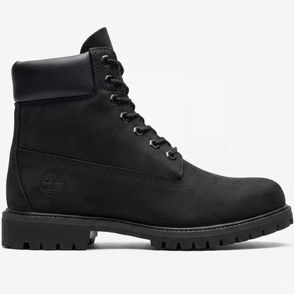 Verified Timberland Premium 6-Inch Boot Black TB110073001 lateral profile on clinical white background.