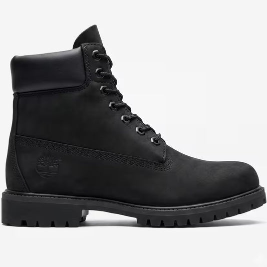 Verified Timberland Premium 6-Inch Boot Black TB110073001 lateral profile on clinical white background.