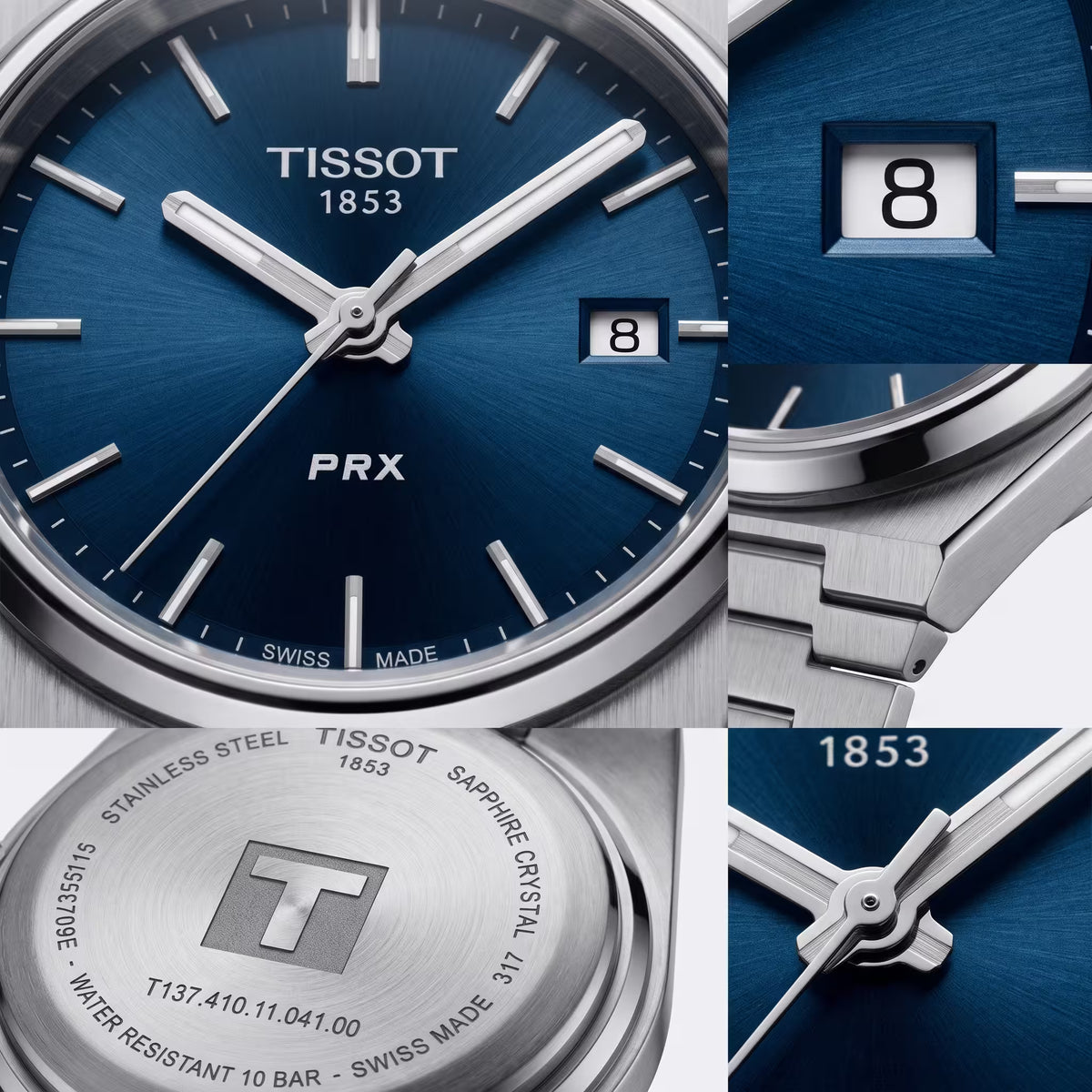 ساعة Tissot PRX كوارتز 40 مم بمينا أزرق وسوار ستانلس ستيل