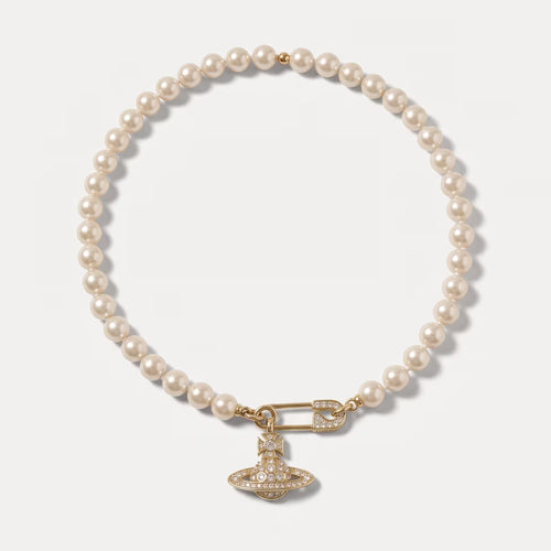 Colar de Pérolas Vivienne Westwood Lucrece Dourado Creamrose